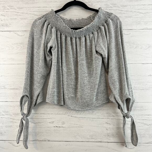 Honey Punch Heather Gray Off Shoulder Knit Top Size S - Picture 1 of 7